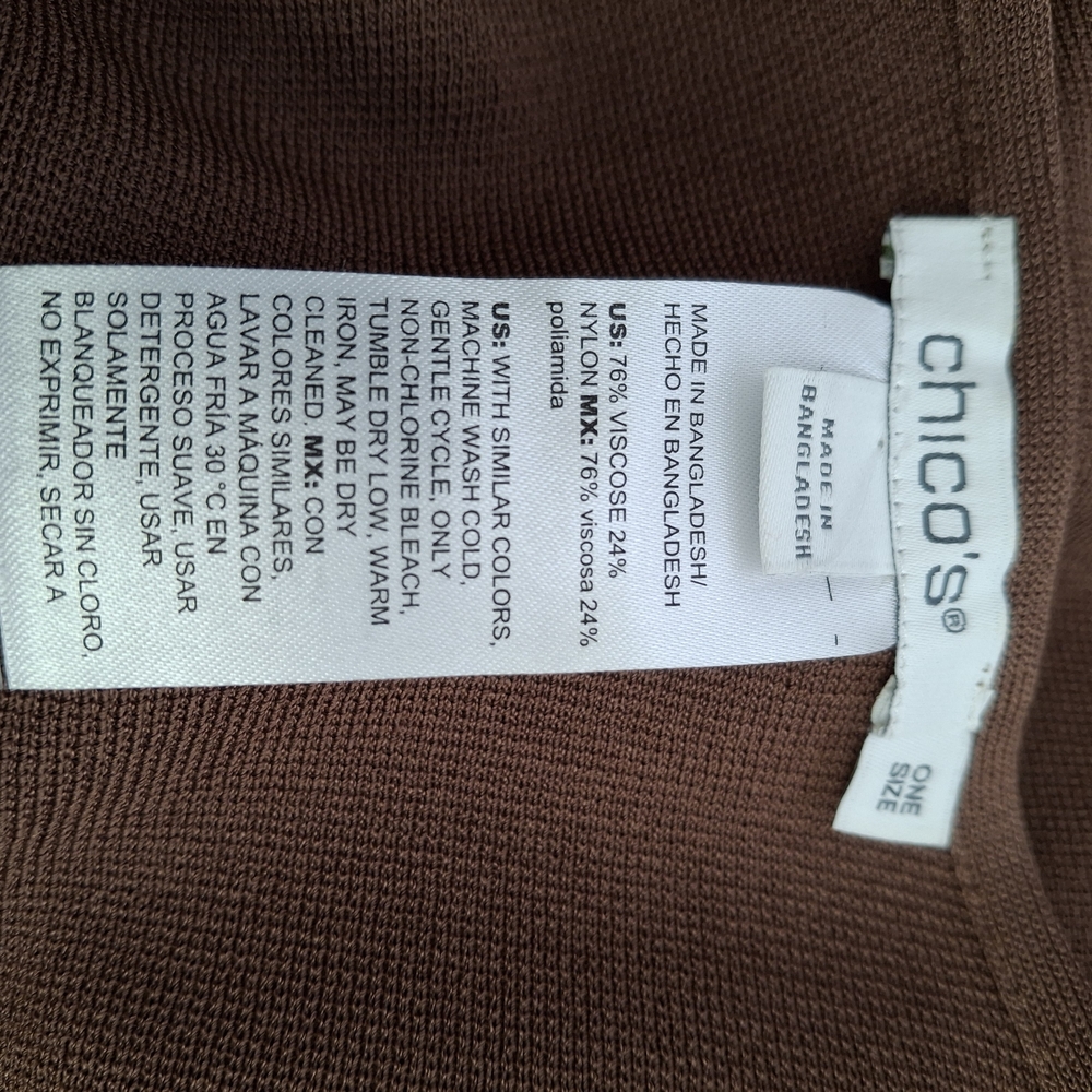 Chico's Elegant Brown Crepe Open-Front Women's Poncho - One Size - Picture 6 of 7